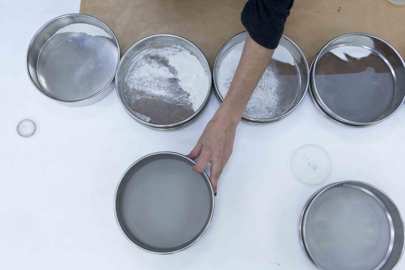 Sieves with the grain classification. Granulometry with Dr. Oriol Oms. At the Sedimentology Laboratory in the UAB, Universitat Autònoma de Barcelona