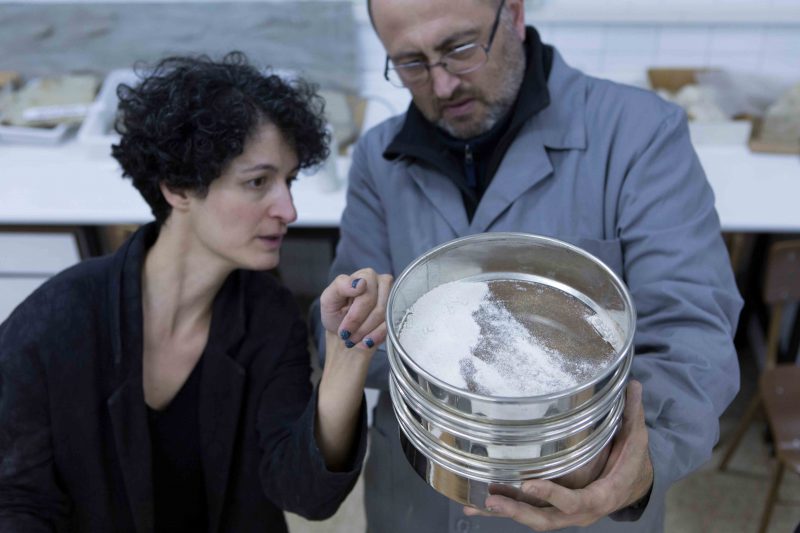 Preparing the sieves to make a grain classification. Granulometry with Dr. Oriol Oms. At the Sedimentology Laboratory in the UAB, Universitat Autònoma de Barcelona